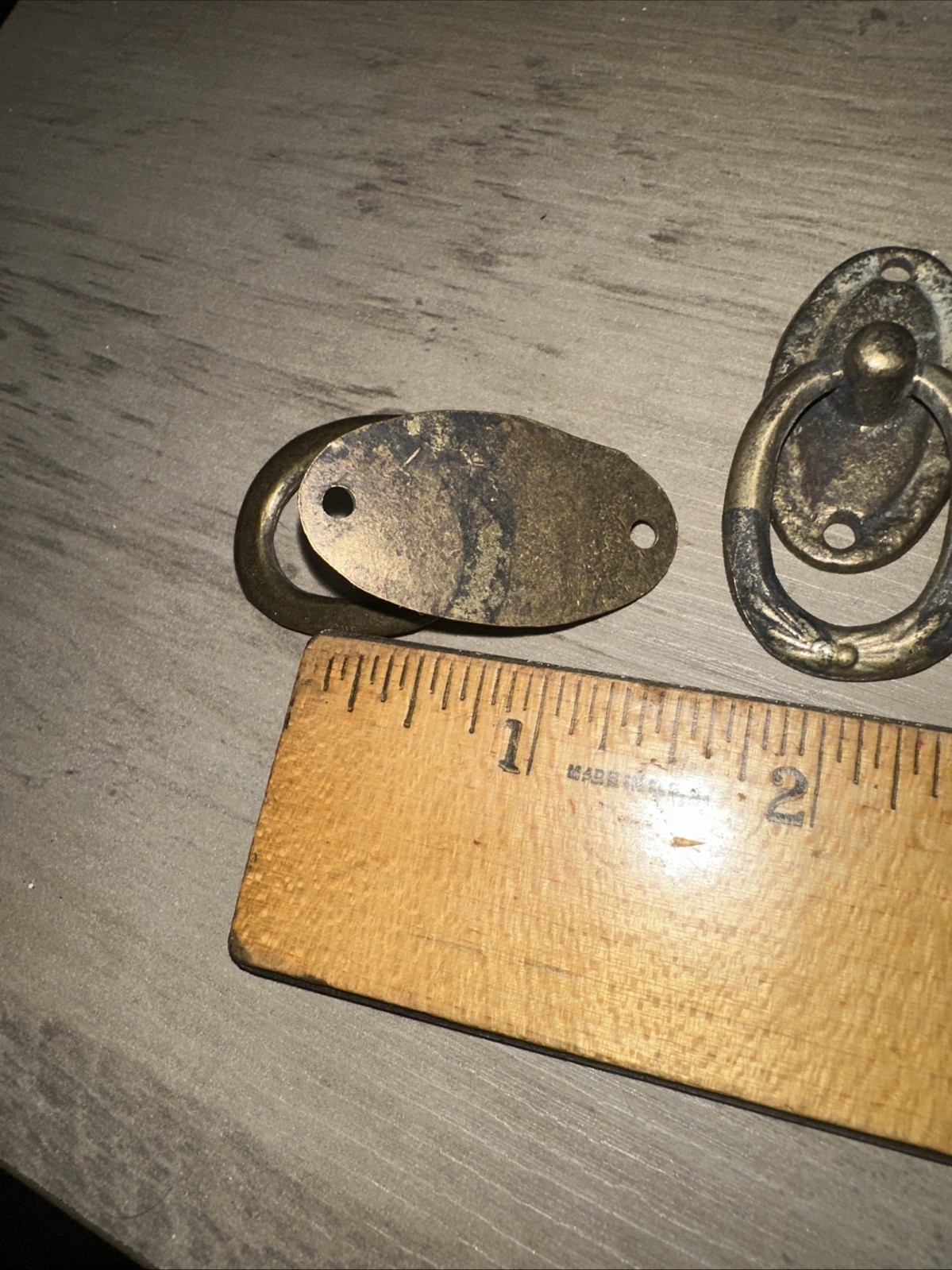 3 ANTIQUE VINTAGE Ring Drawer Pull Handle Cabinet Knob Drawer Pulls Small Brass