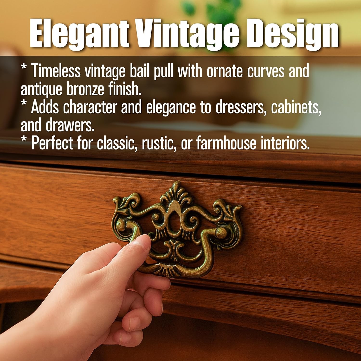 3 Inch C-C Vintage Bail Drop Drawer Pull Antique Bronze Cabinet Swing Handle