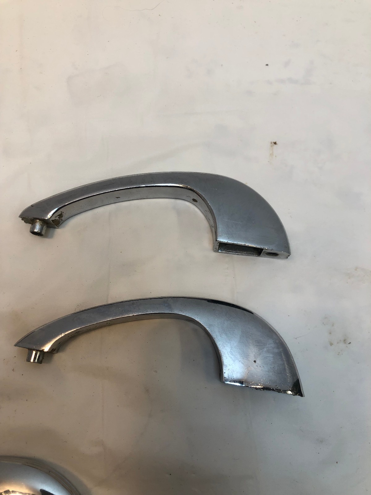 5 Vintage MCM Chrome Drawer Pulls Ribbed Cabinet Door Handles 3.5″ Centers