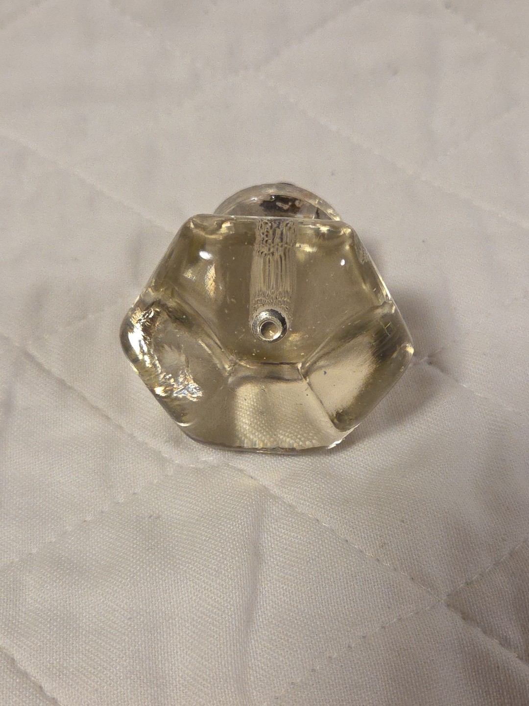 Vintage Antique 6 Sided Hexagon Clear Glass Drawer Pull Cabinet Knob
