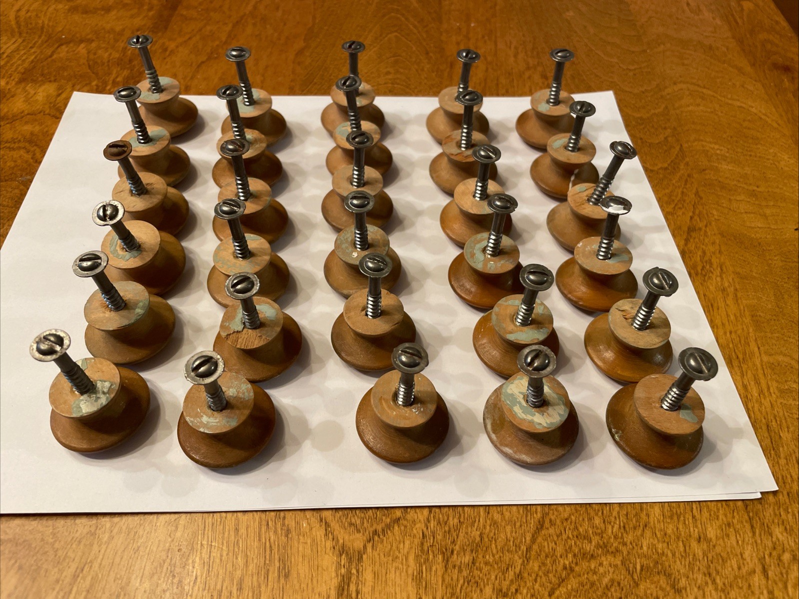 Lot Of 30 Vintage Mushroom Wooden 1.25” Knob Pulls for Drawer Dresser Hardware