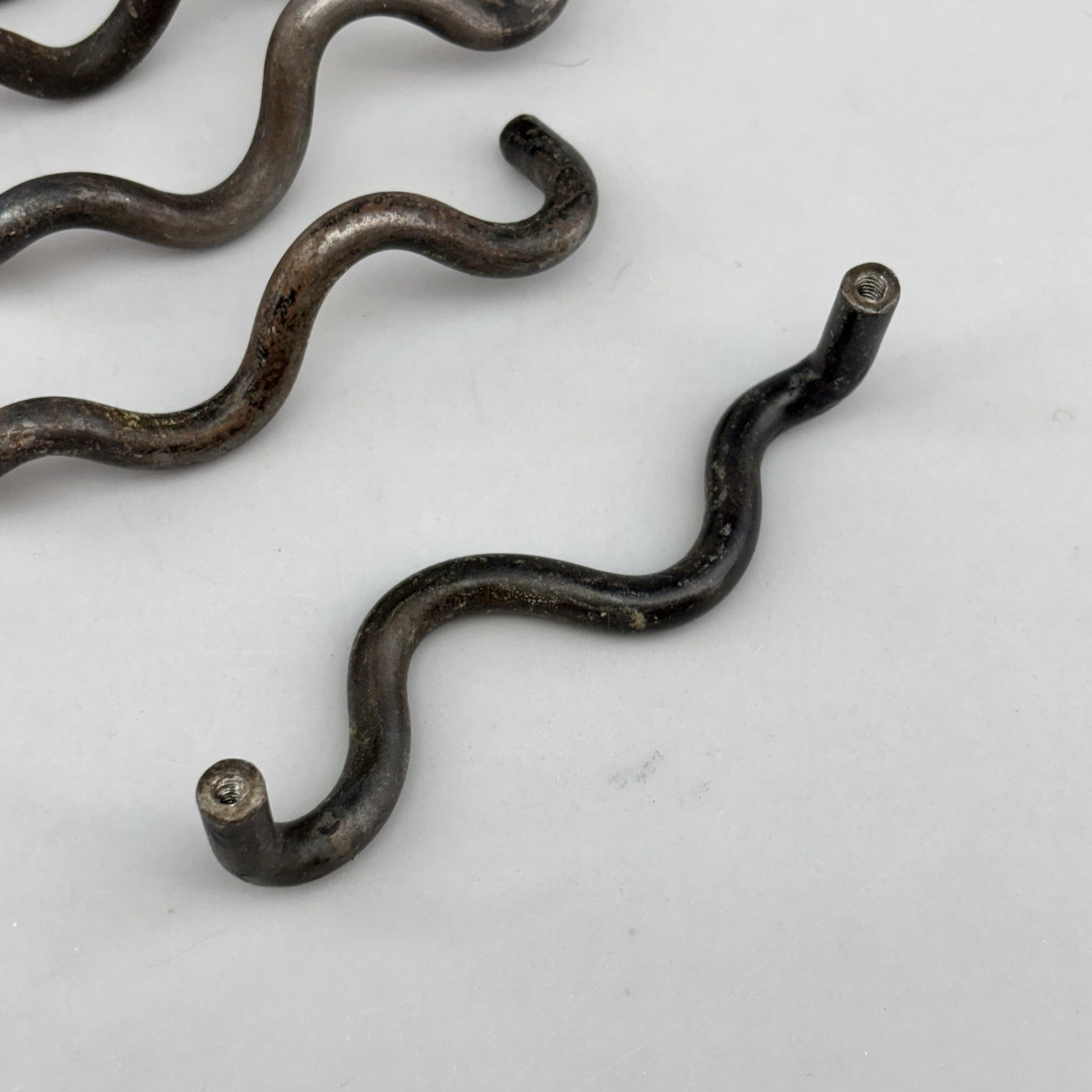Lot/6 Vintage 4.5” Iron Cabinet Door Drawer Handles Pulls Hardware Rustic Curvy