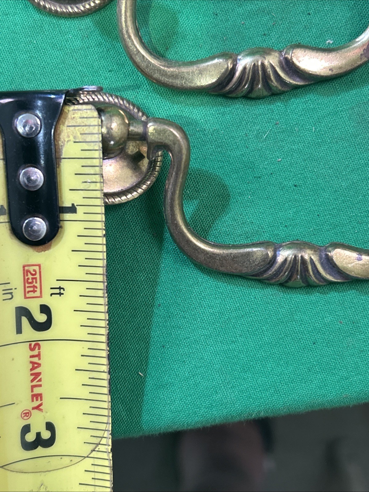 Five Vintage Brass Drop Bail Pull Handle Drawer 3” Center