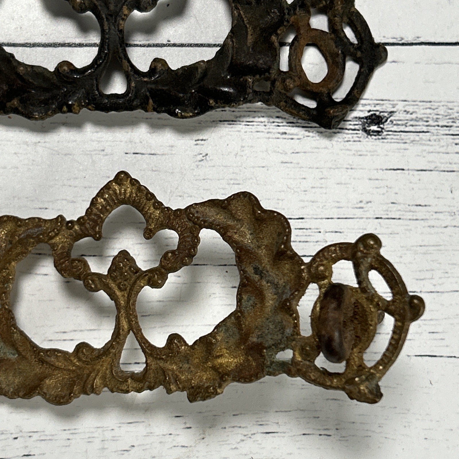 Antique Victorian Drawer Pull Backplates Lot 1890s Ornate Rococo French Prov