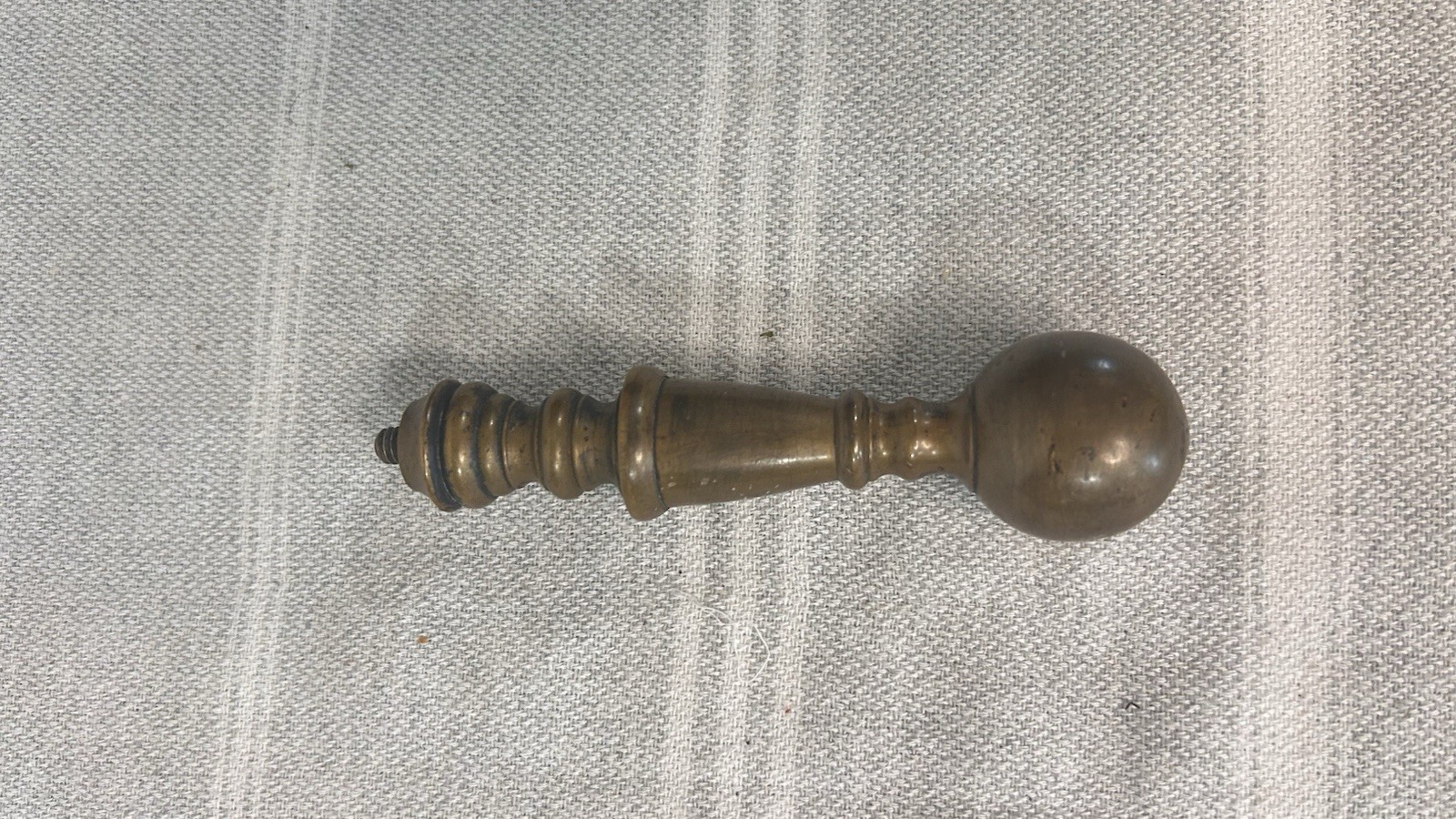 Vintage Brass Pull Turned Ball Knob 1950s Shovel Handle Finial Style Threaded