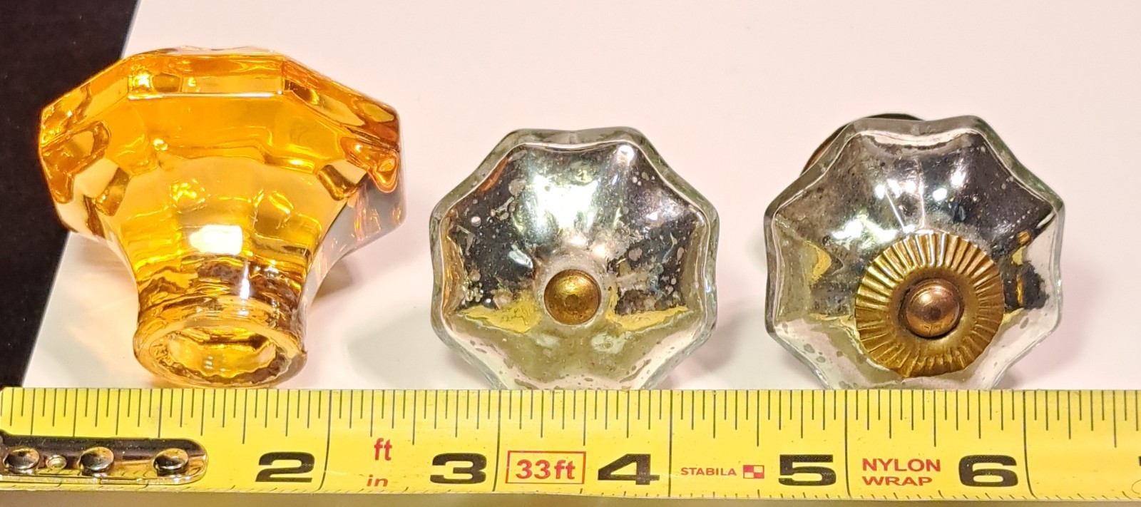 Vintage Mercury Glass Mellon Knob: Dresser/Door/Drawer/Pull Knobs Lot of 2 + 1