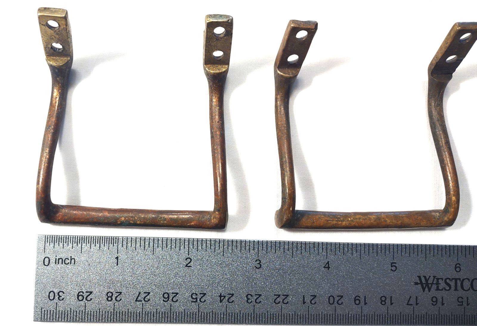 Pair of Vintage Brass Hand Forged Square Handles. 2 1/2″ Unknown Origin.