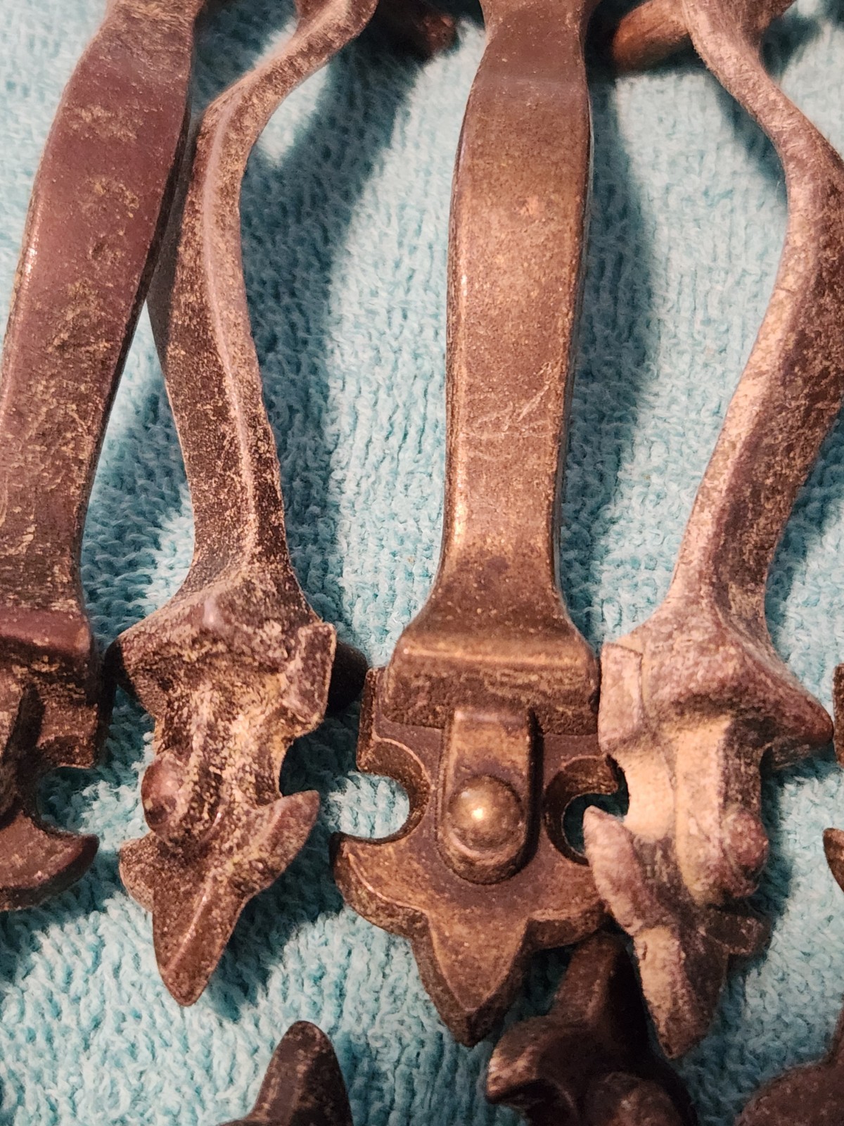 Lot of 34 Vintage Brass Droor Pulls W Some Hardware Patina Unique 5 1/2″