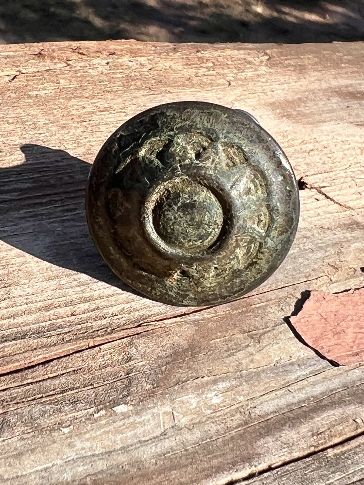 Antique Floral Brass Patina Round Drawer Pull 1”