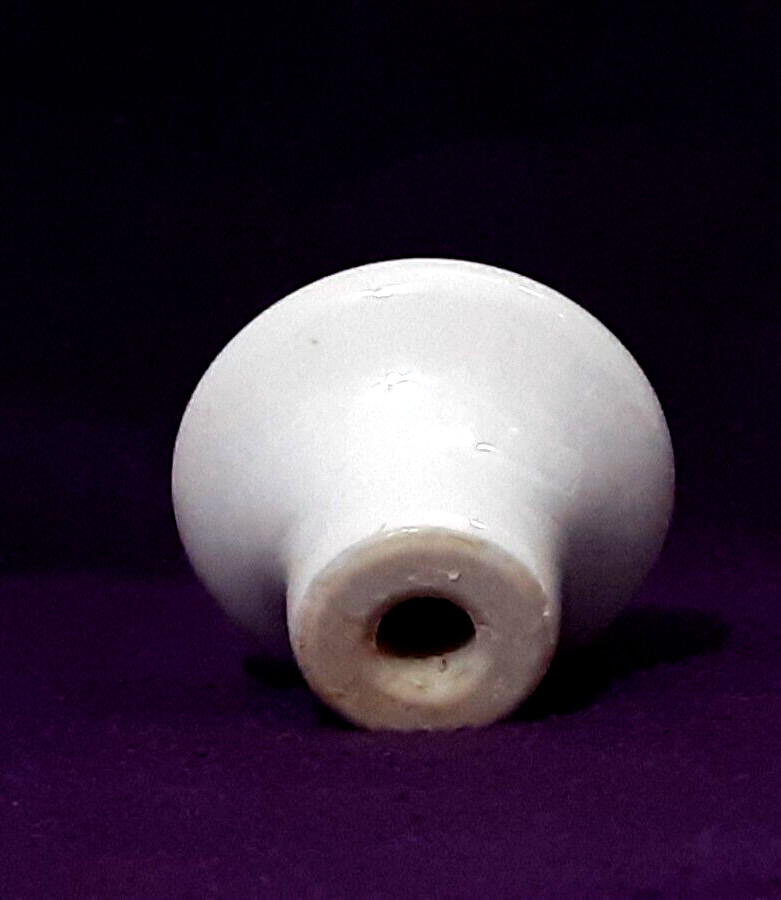 Vintage White Mushroom Shape Porcelain Drawer Pull Knob Center Screw 3/4 in.