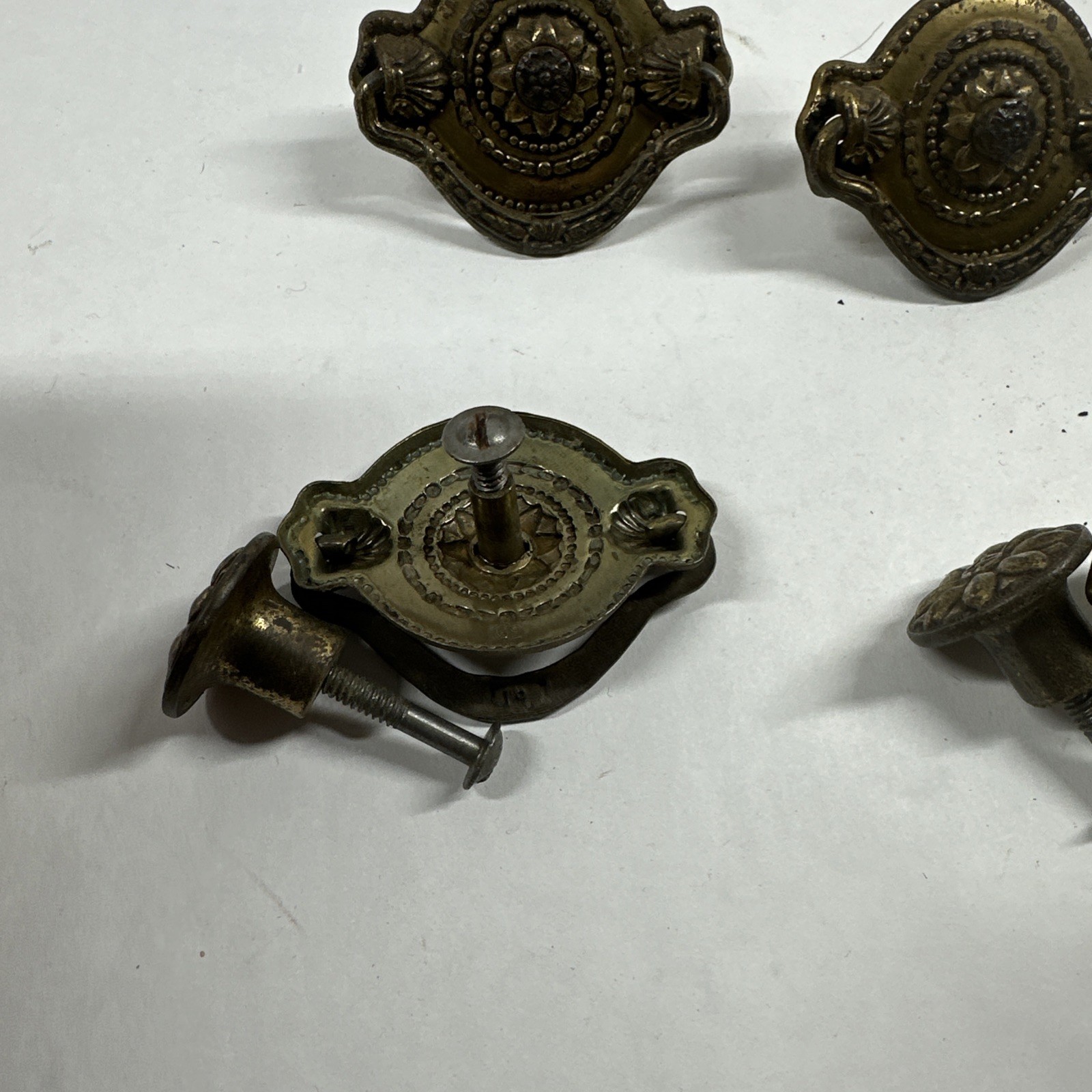Vintage Metal Drawer Pull Drop Handle Set Of 8