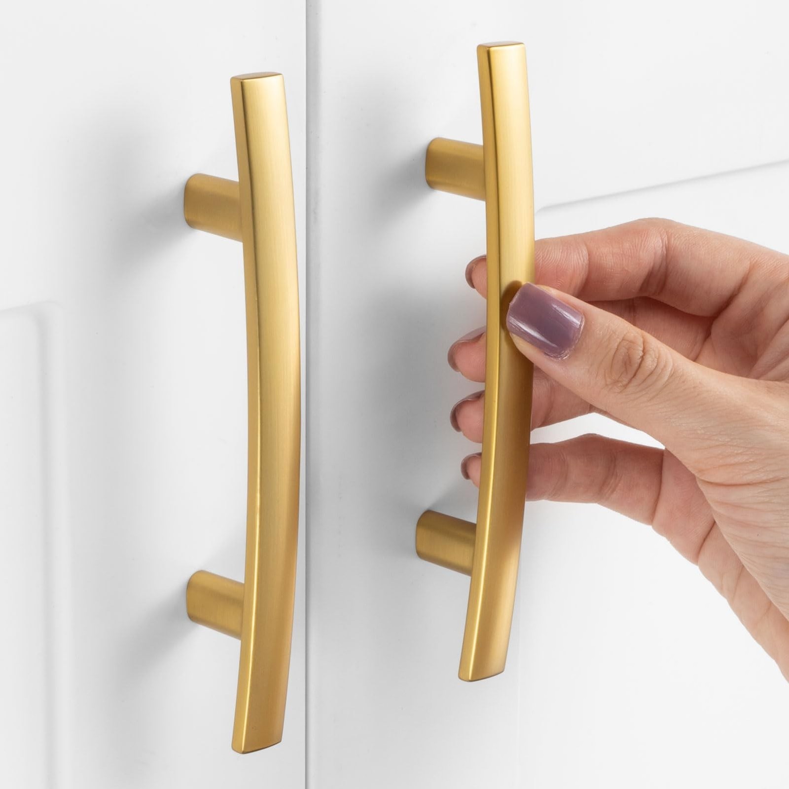 10 Pack 3 Inch Hole Centers, Curved Brushed Gold Cabinet Pulls Gold Cabinet H…