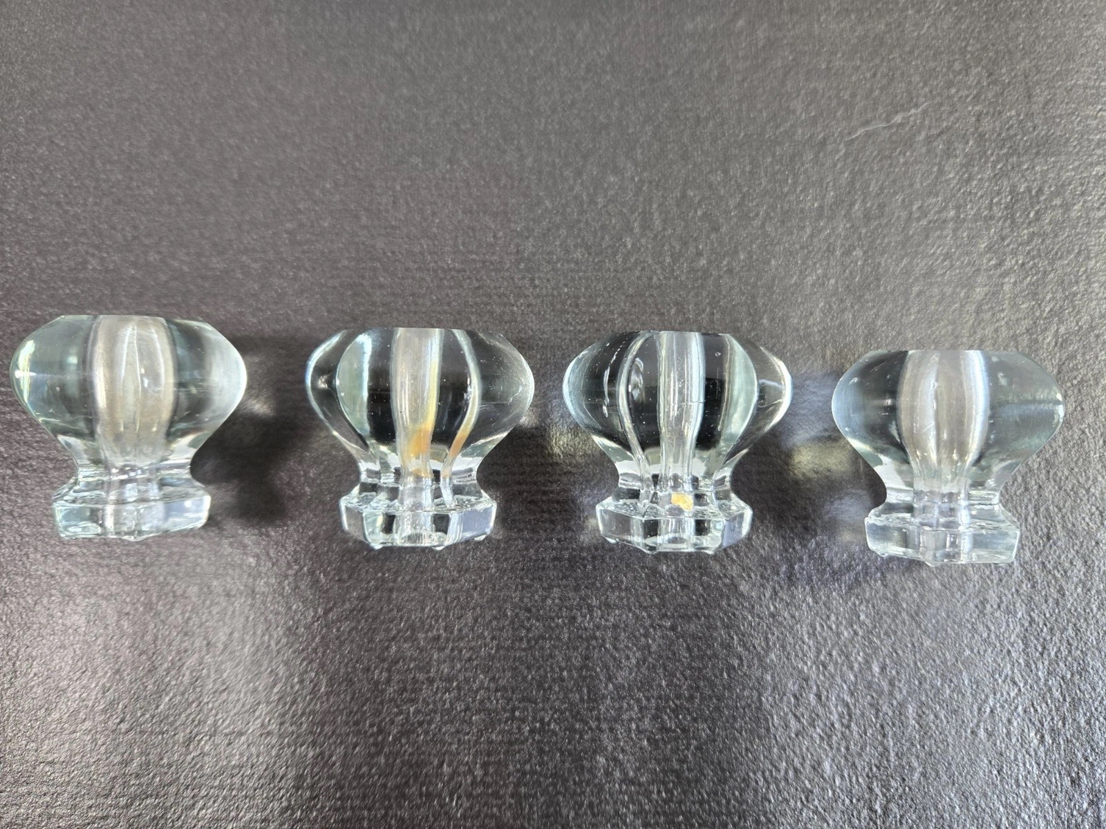 Antique Clear Glass Cabinet Knobs Hexagonal Lot Of Four