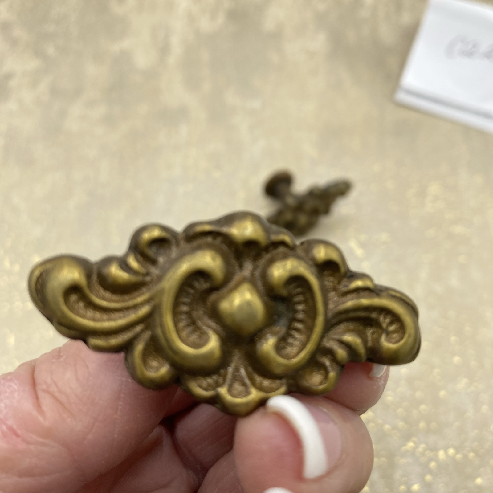 2 Antique Brass Drawer/ Cabinet Handles /Pulls- Ornate, Floral Design