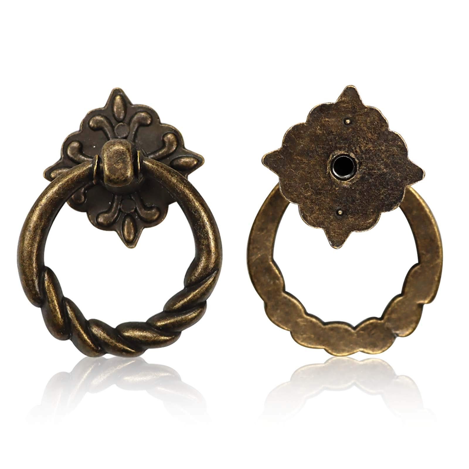 Chris.W 6pcs Vintage Bronze Drop Ring Knobs Pulls Handles for Dresser