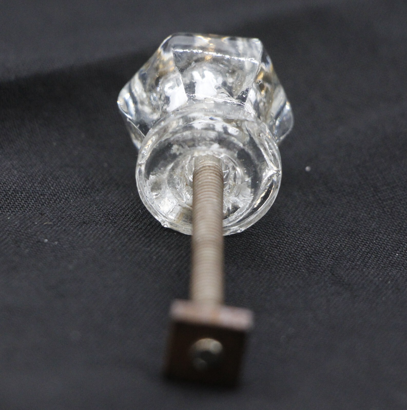 0.875 in. Vintage Hexagon Glass Drawer Cabinet Knob