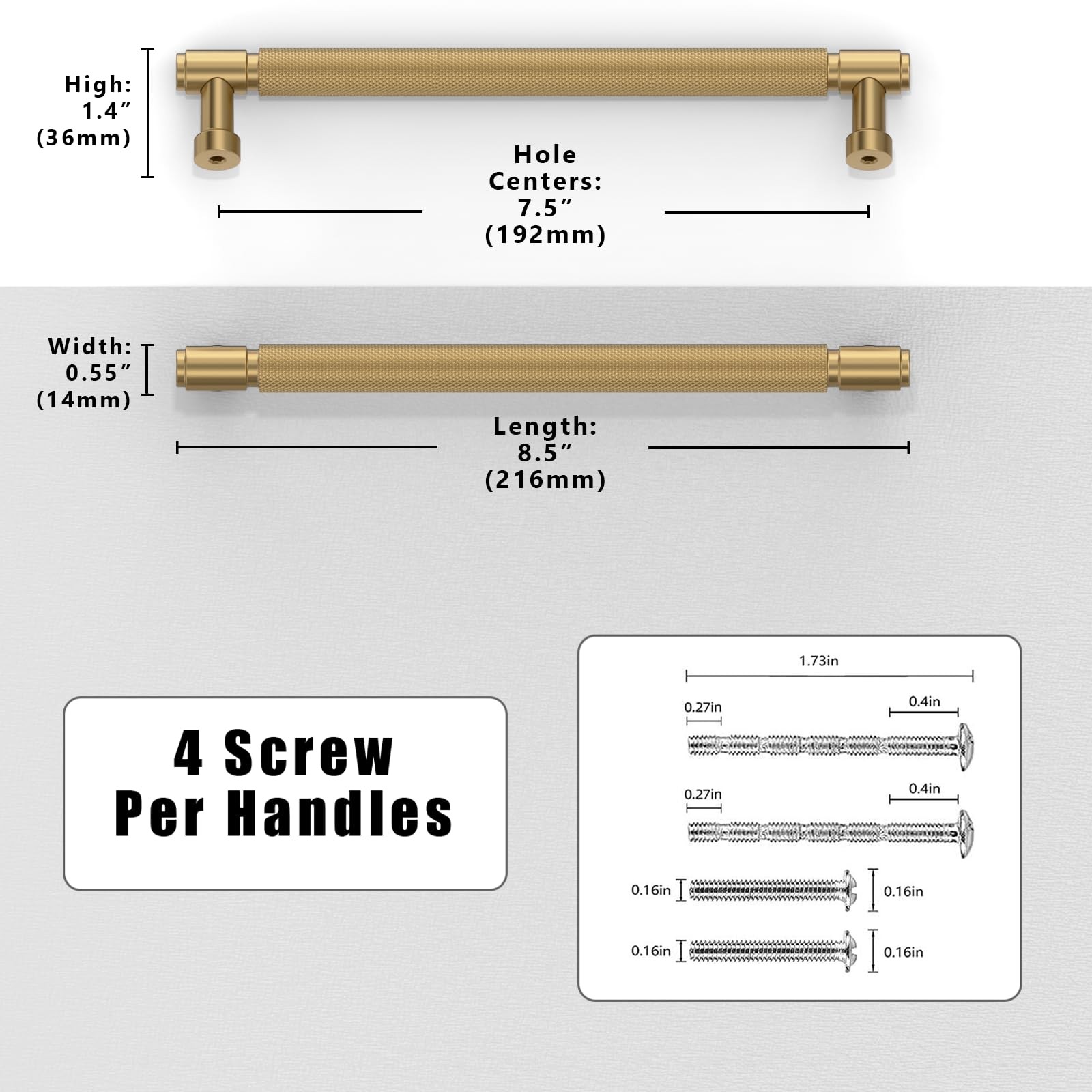 Asimerdeco 10 Pack Champagne Bronze Knurled Cabinet Pulls 7.5 Inch192Mm Kitchen