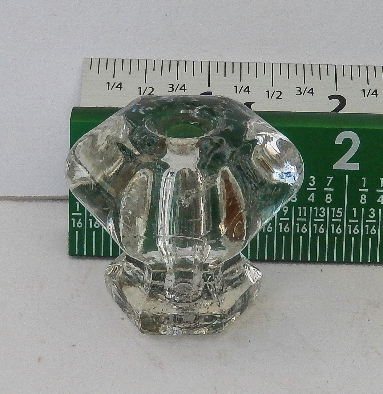 Antique Vintage Six Sided Clear Glass Knobs Cabinet Drawer Pulls 1920s Style