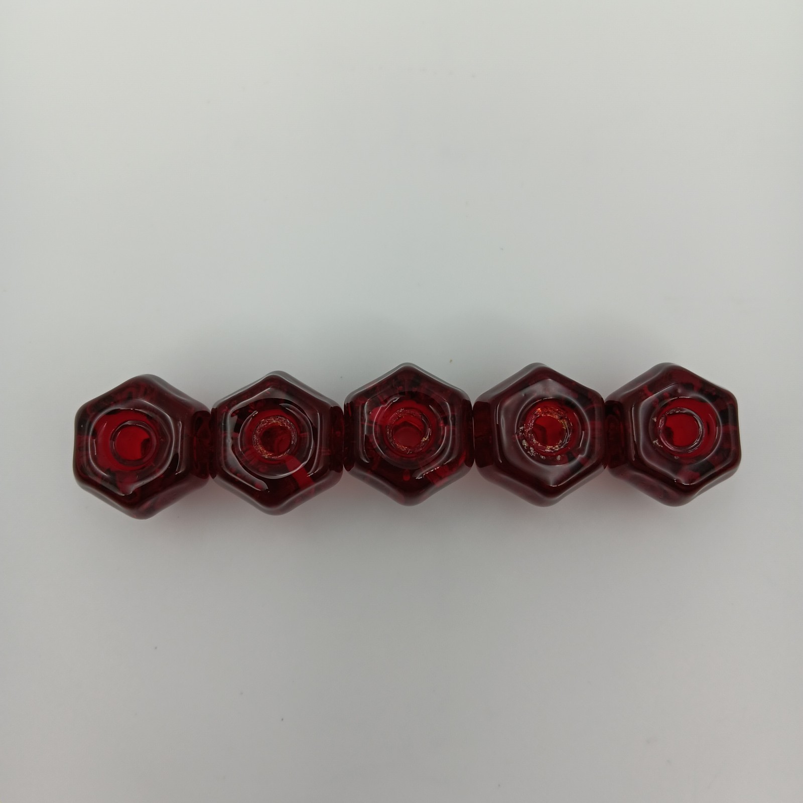 Set Of 5 Ruby Red Glass Drawer Pulls Cabinet Knobs Handles 1″ Wide Vintage Style