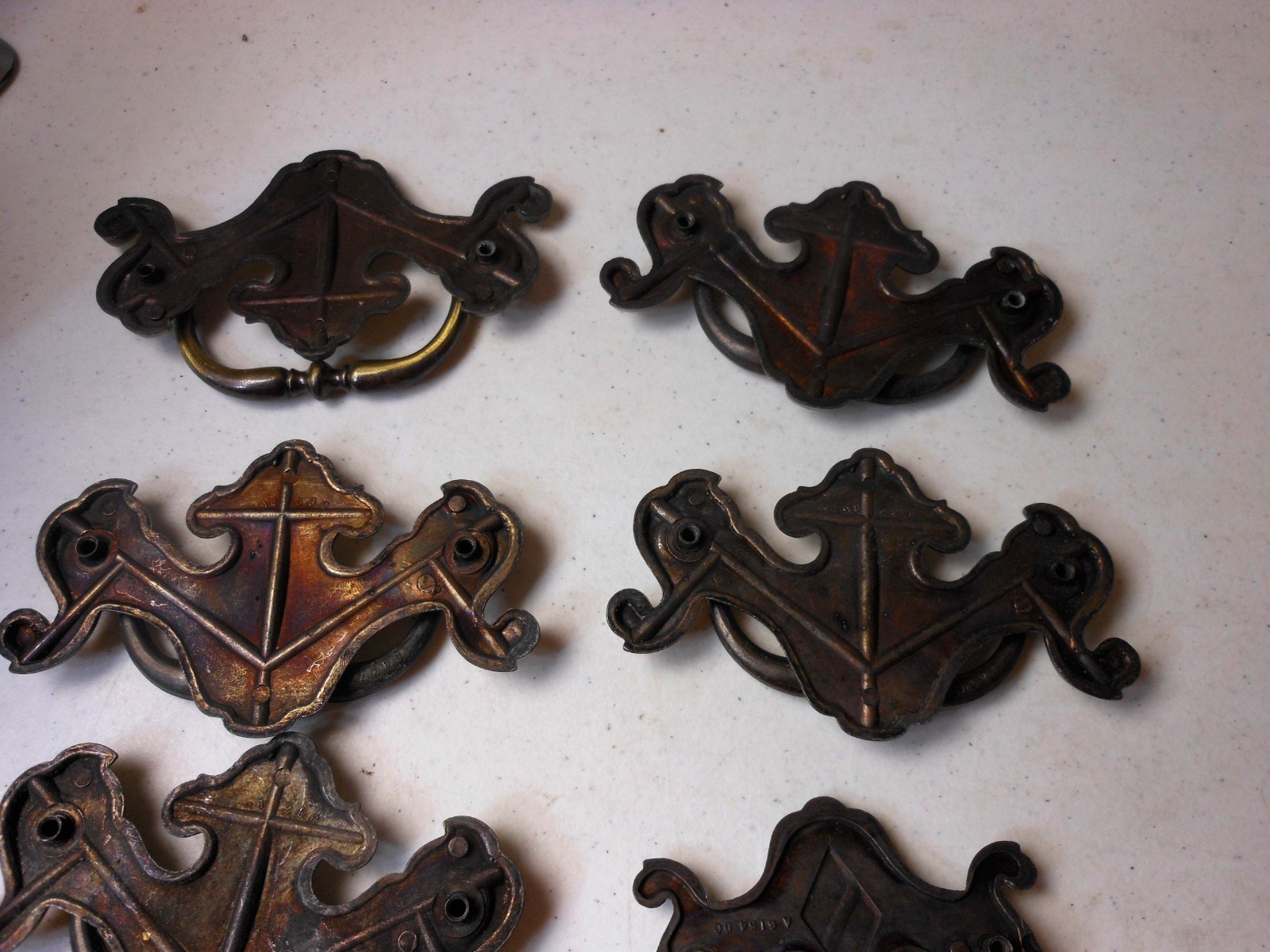 12 Vintage Brass Chippendale Batwing Bail Drawer Pull Handles