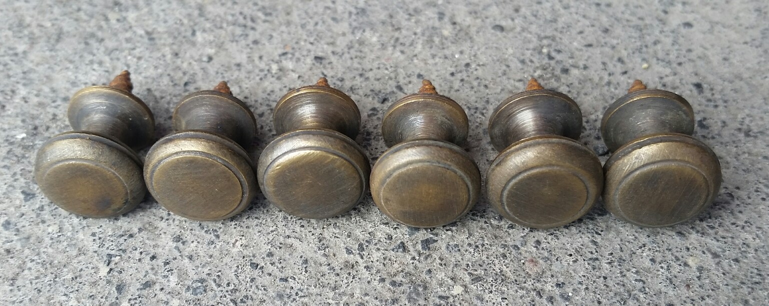 6 Solid Brass SMALL Stacking Barrister Bookcase 1/2″dia Knobs drawer Pulls #K18
