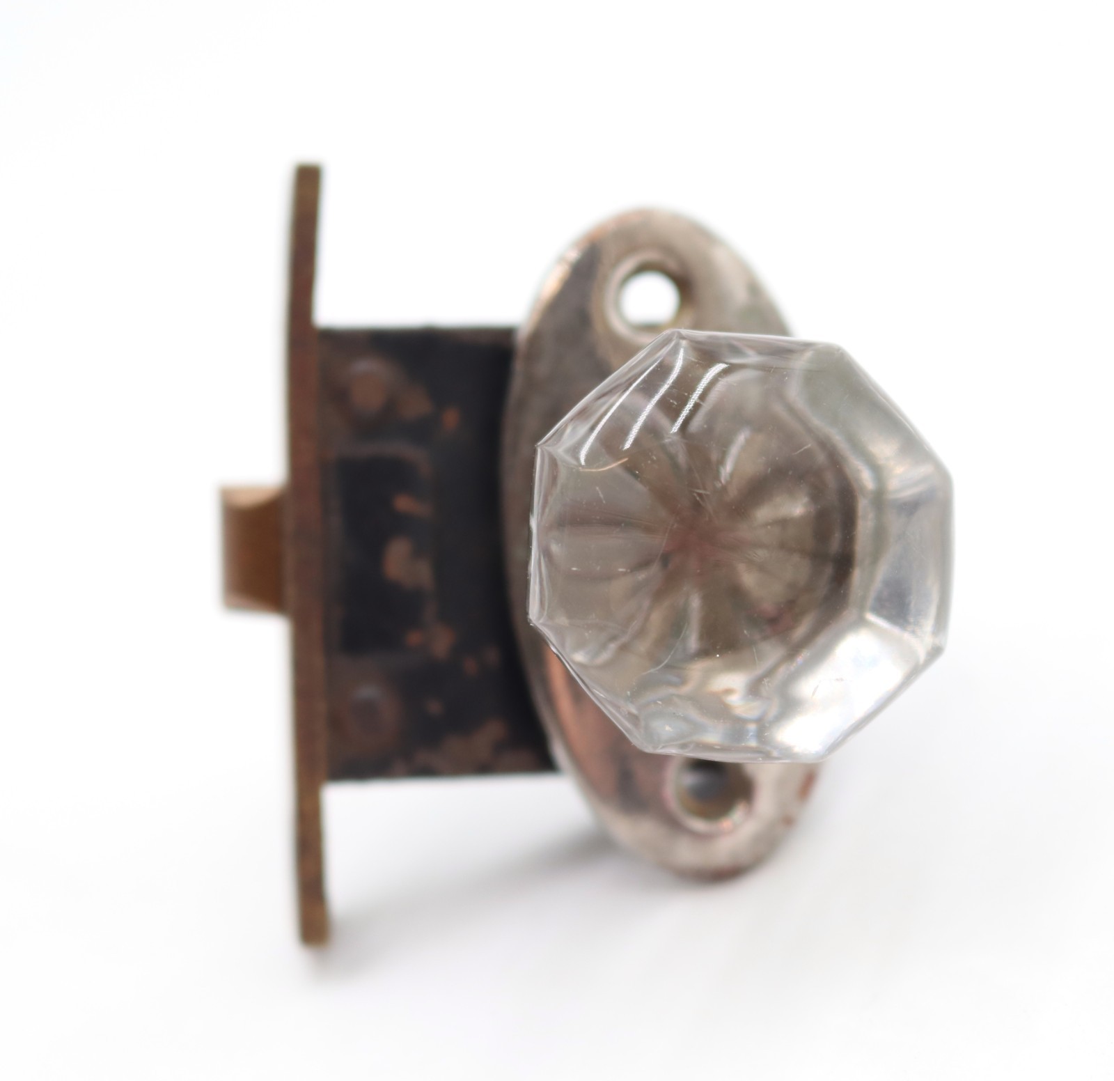 Antique Clear Glass Nickel Brass Mortise Cabinet Knob