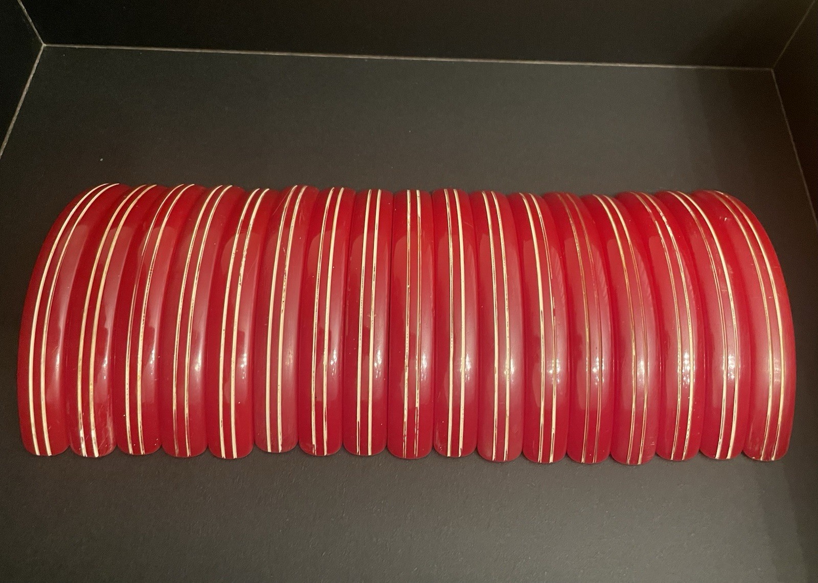 Cherry Red Bakelite Art Deco Drawer Pulls 1930-1940 ~ Rare Set Of 17