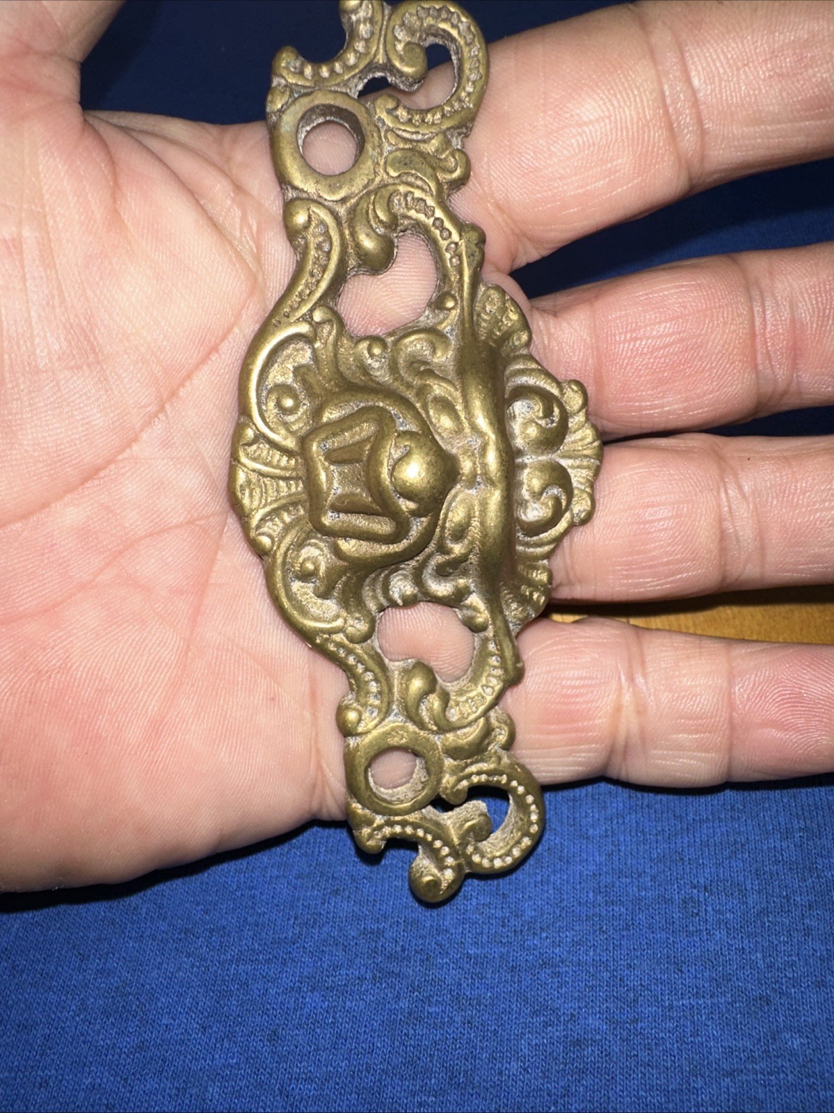 Vintage Brass Drawer Pull, cabinet Handle. Gargoyle Face Rare!! Antique