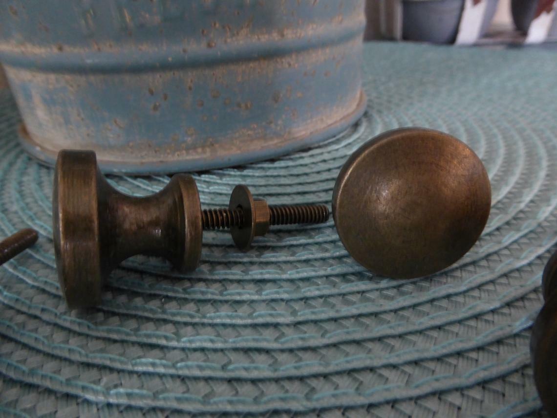 Antique Drawer Pulls Handles Bronze Flat Round Cabinets Vintage Knob
