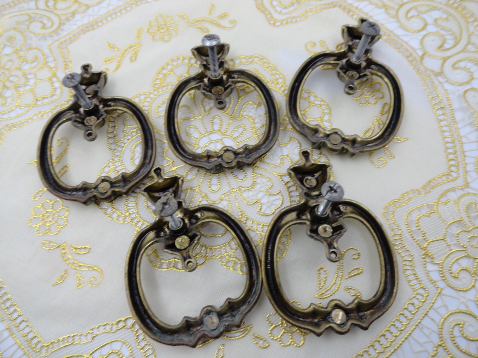 Antique Amerock Brass Drawer pulls 3 1/2″ #282-1 With Screws Set of 5