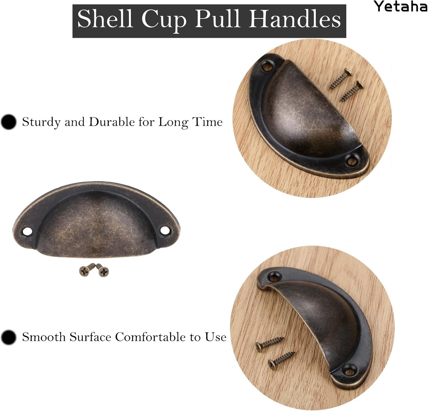 10PCS Elegant Antique Bronze Drawer Pulls – Shell Knobs for Cabinets & Dressers