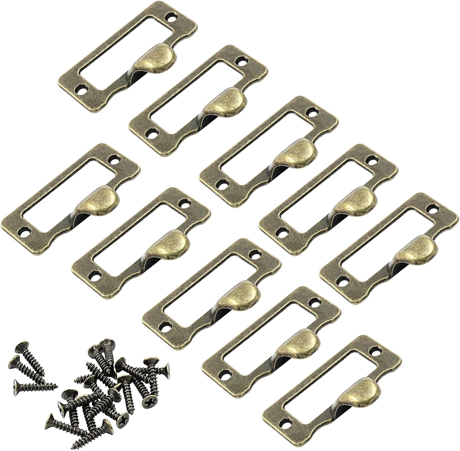 10 Pcs Antique Bronze Library Label Card Catalog Pulls,Vintage Label Holder Pull