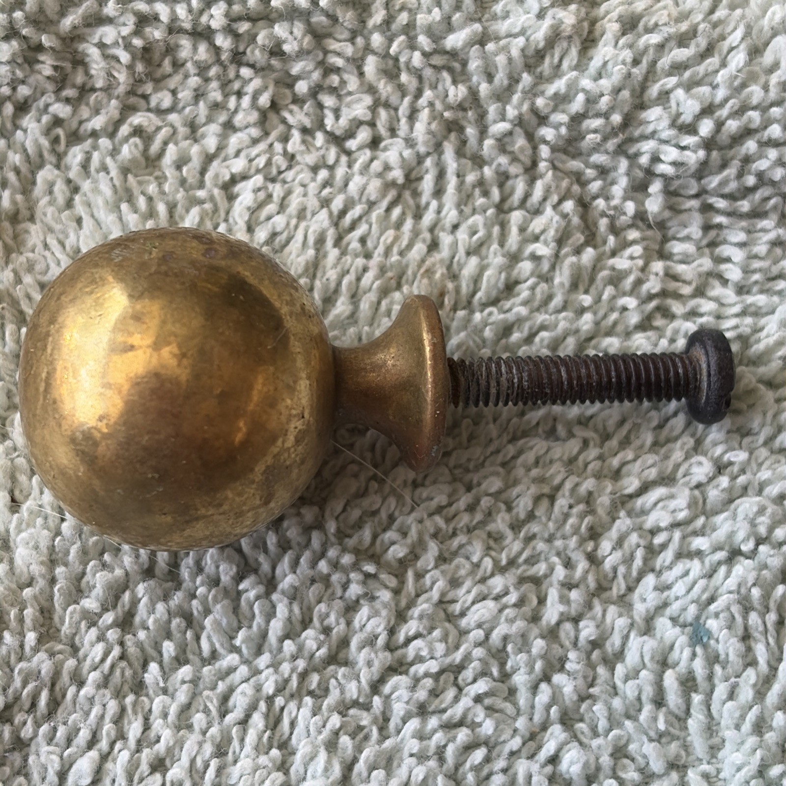 44 Brass Drawer One Inch Pulls, Round Cannon Ball Style Nice Patina!