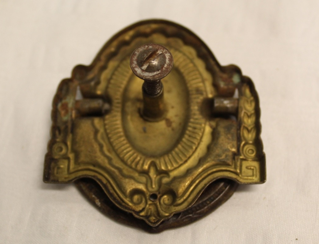 Lot of 5 Victorian Shield Motif with Drop Ring Pull Dresser Drawer Pulls Brass