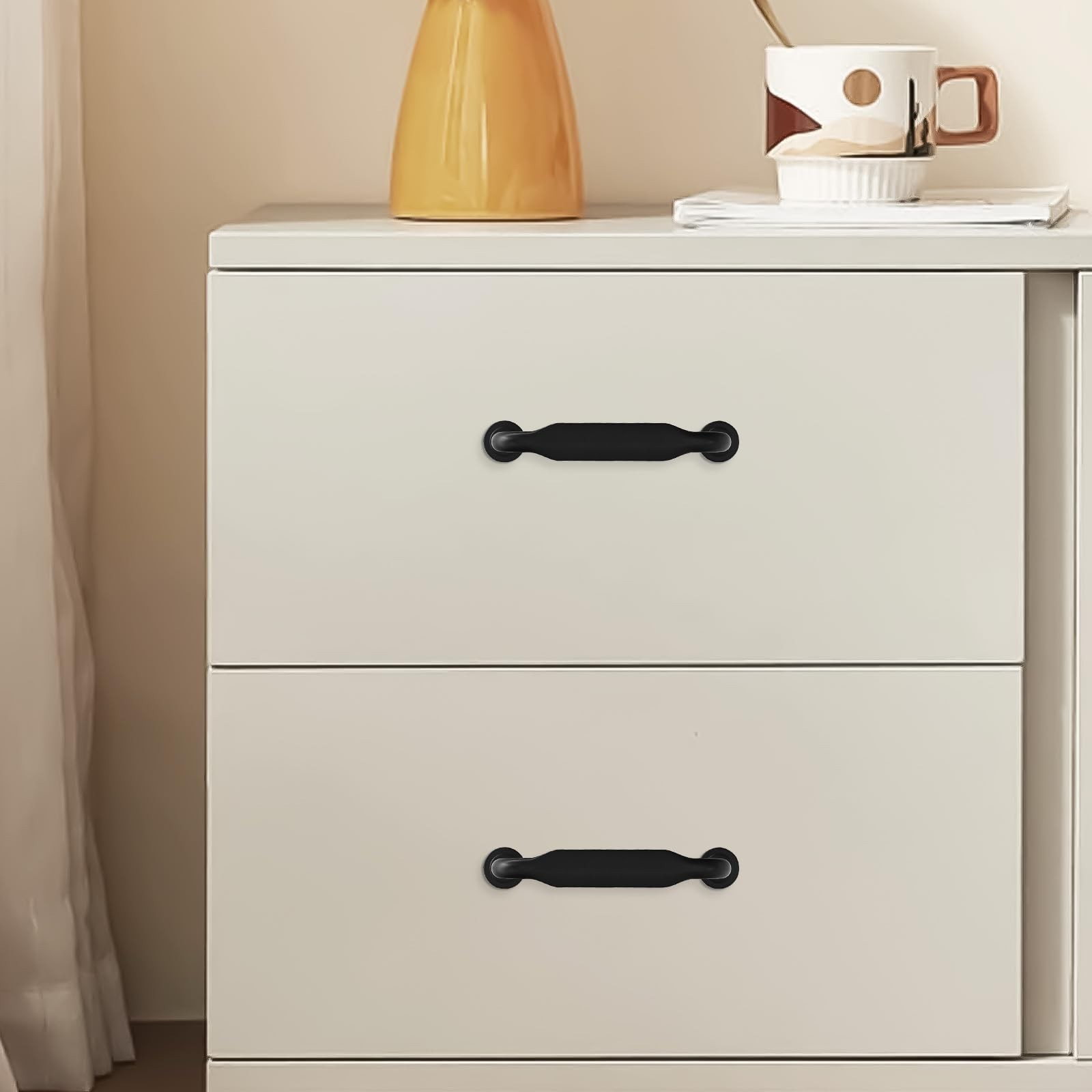 10 Pack Matte Black Cabinet Pulls 3 Inch(76mm) Hole Centers Kitchen Cabinet H…