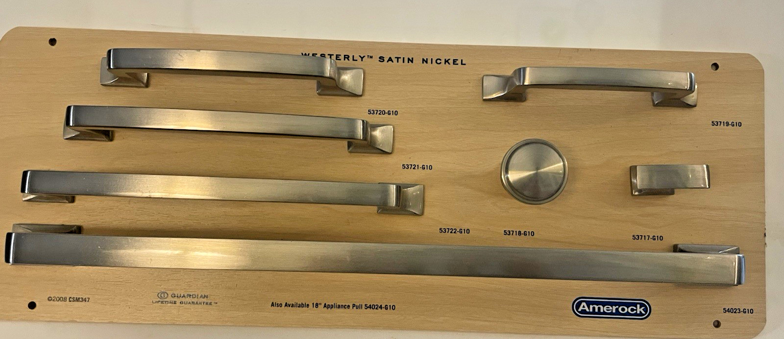 CONRAD BRUSHED NICKEL Amerock Drawer Knobs Pulls Display Board Salesman Sample🌺