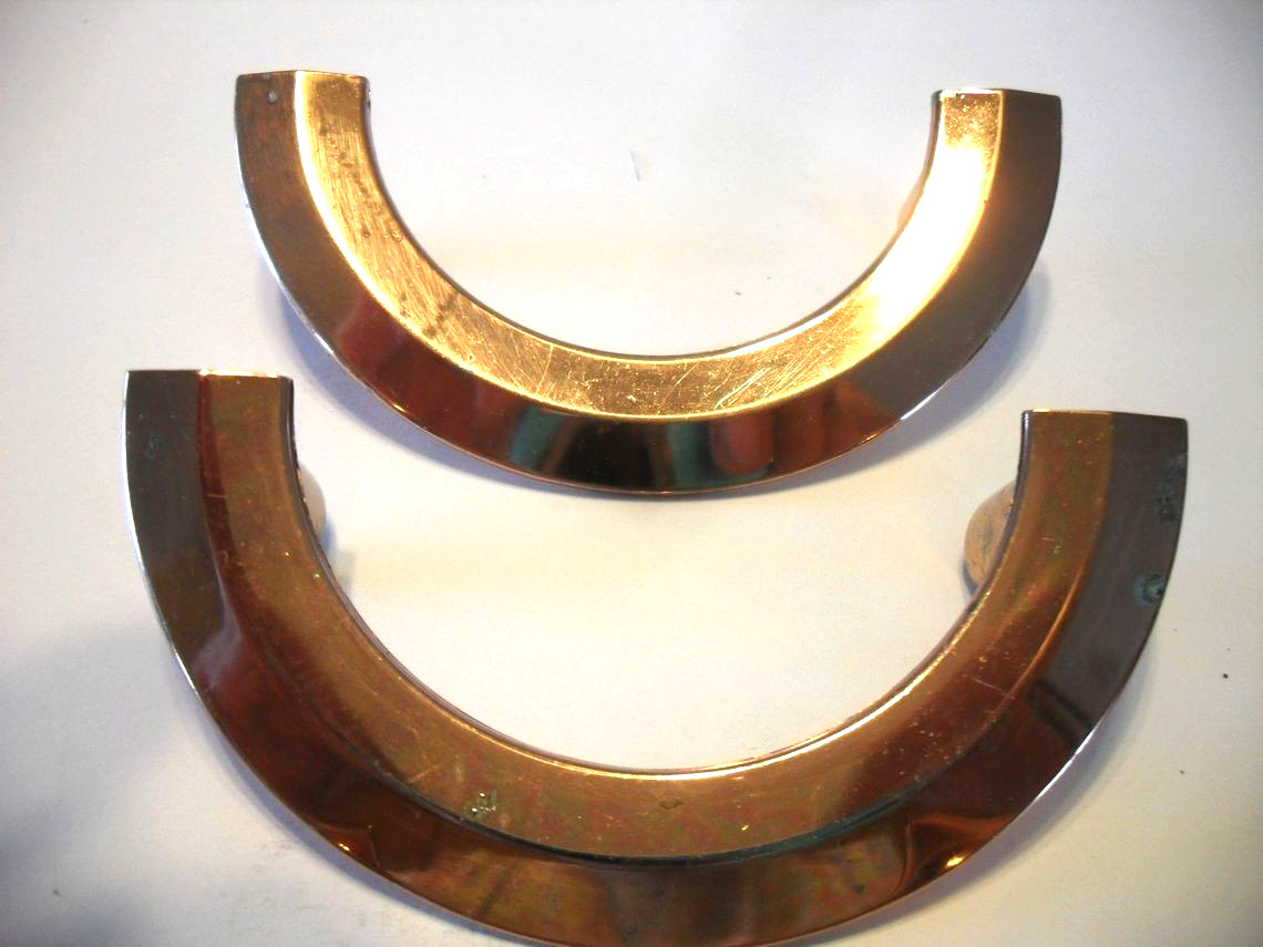Three Vintage Copper Curved Drawer Pulls Smile Shaped Cabinet Door Handles Ajax