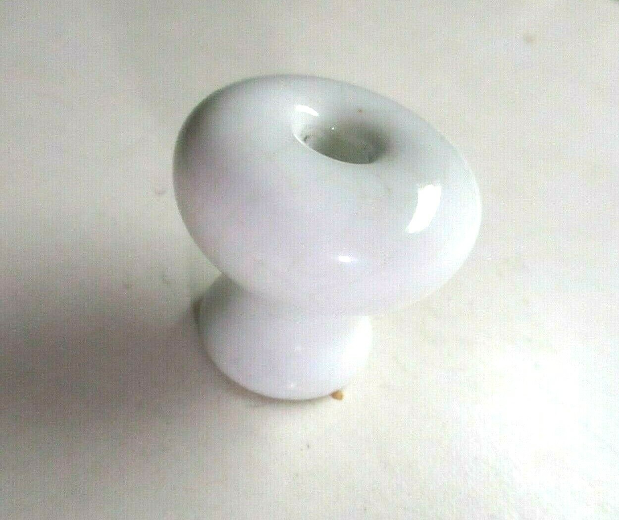 White Porcelain 1920s Mushroom Pull Knob Center Screw Hole 1-3/8″ Antique 1