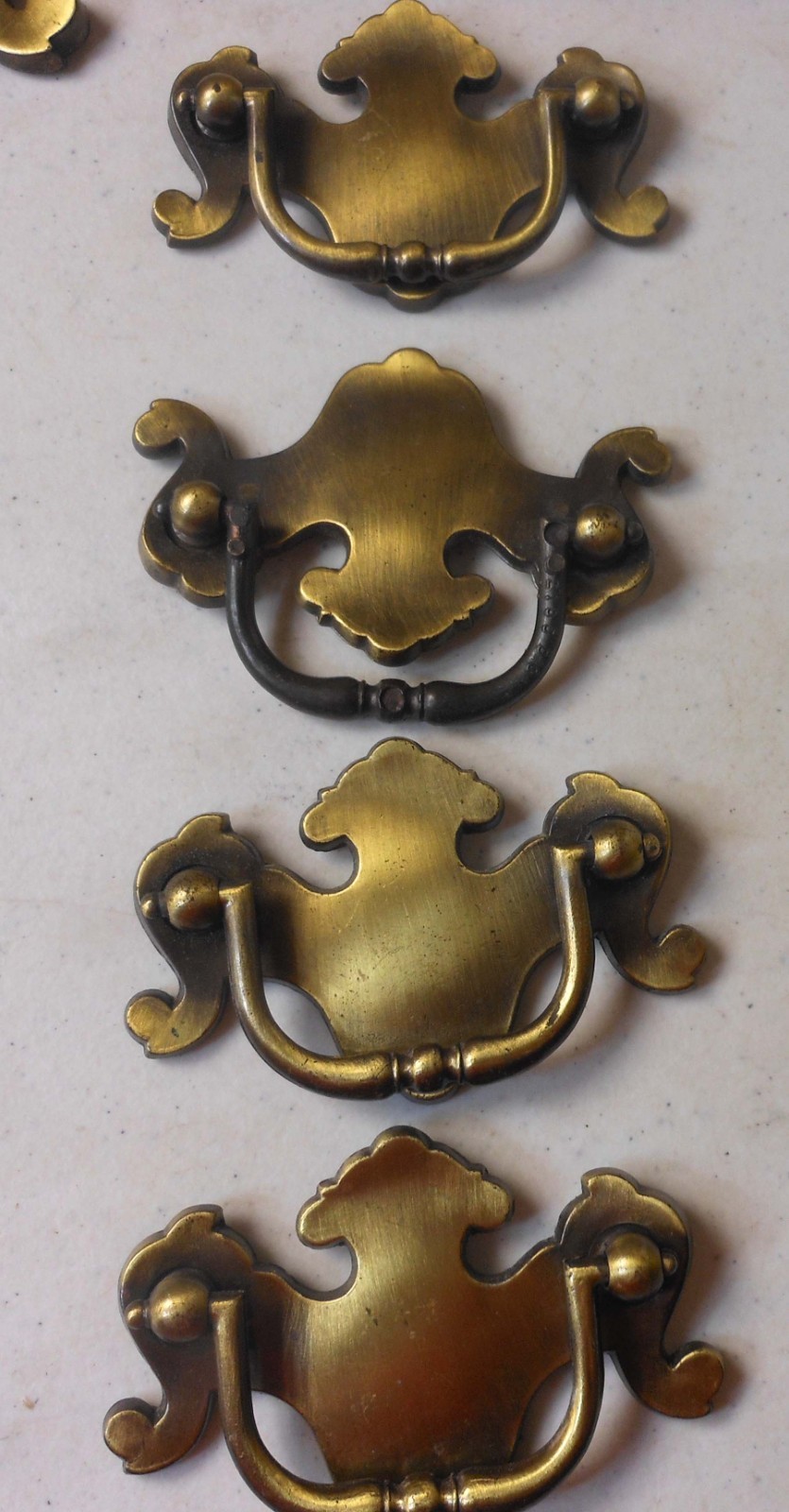 12 Vintage Brass Chippendale Batwing Bail Drawer Pull Handles
