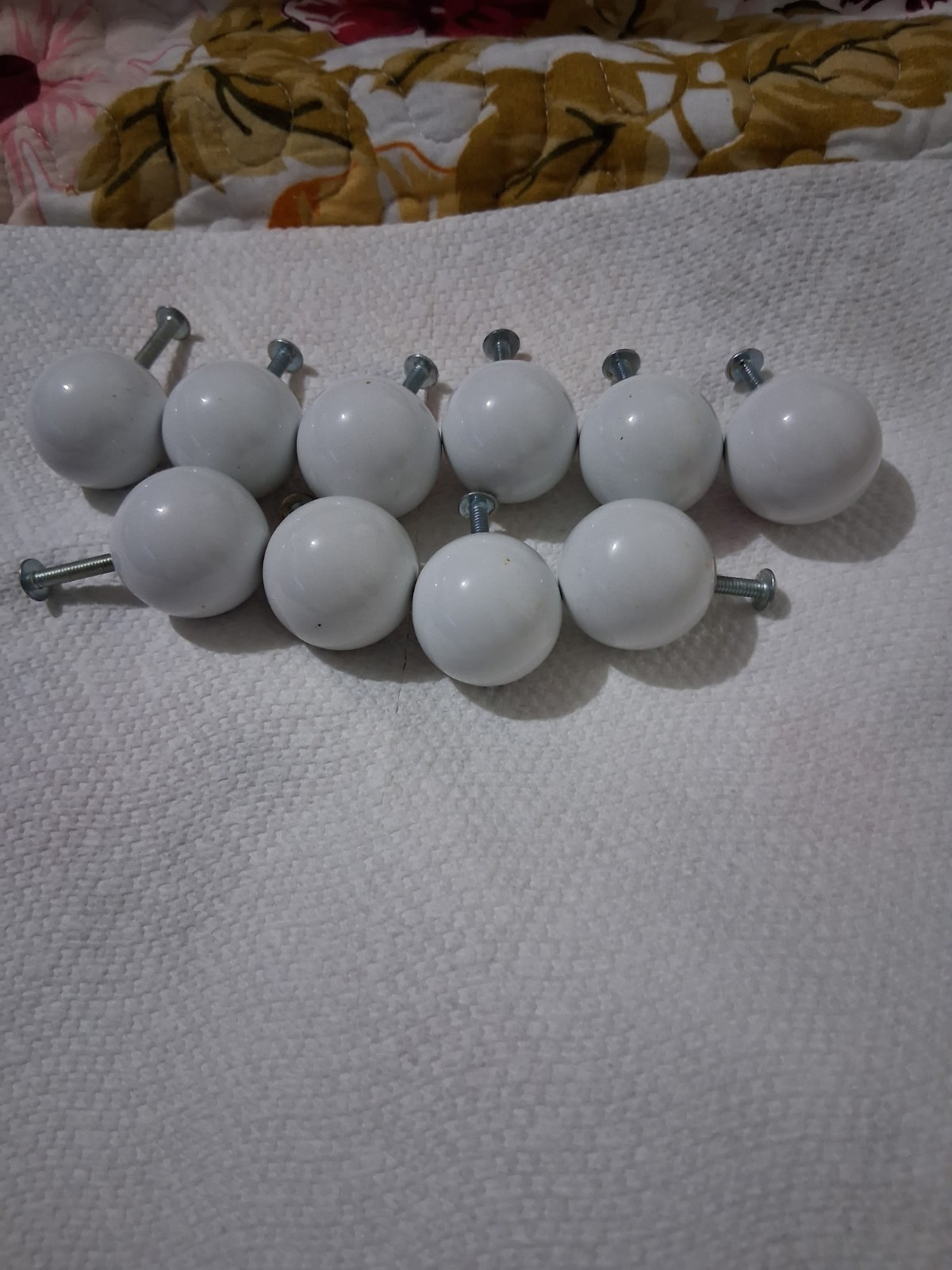 White round Vintage Drawer/Cabinet Knobs with Screws