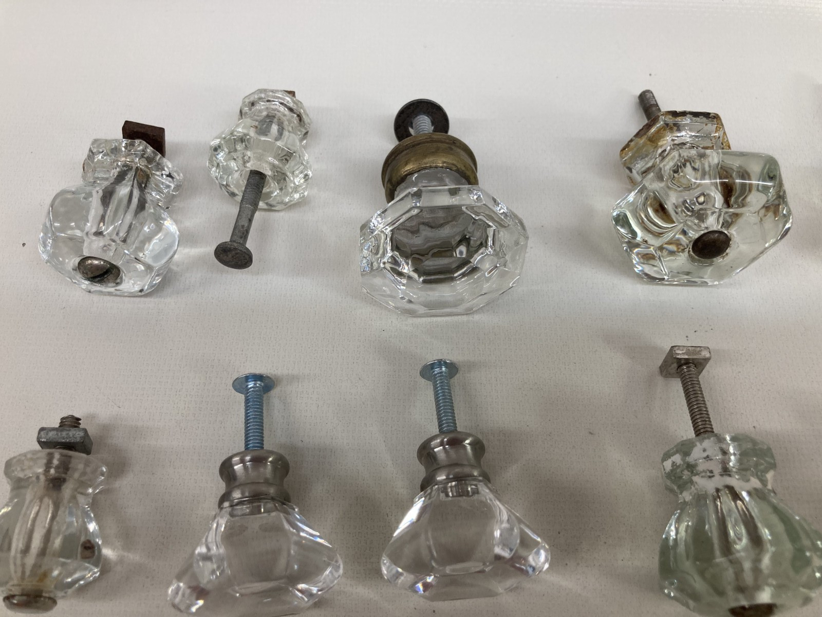Vintage Lot 45 Salvage Glass Drawer Knobs Pulls Mixed Sizes, Shapes and Colors