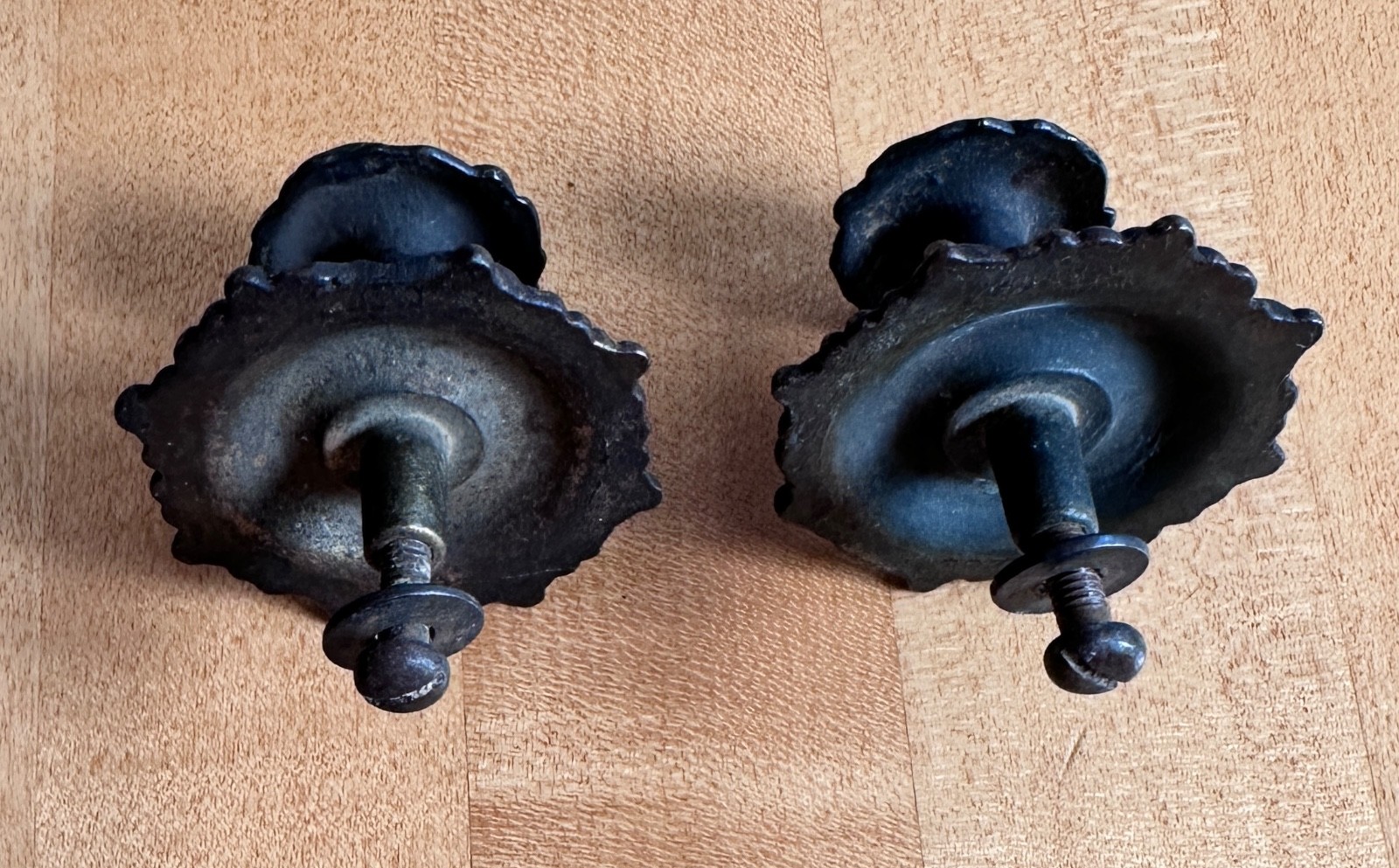 Pair Antique Metal Dresser Drawer Pull, Knobs