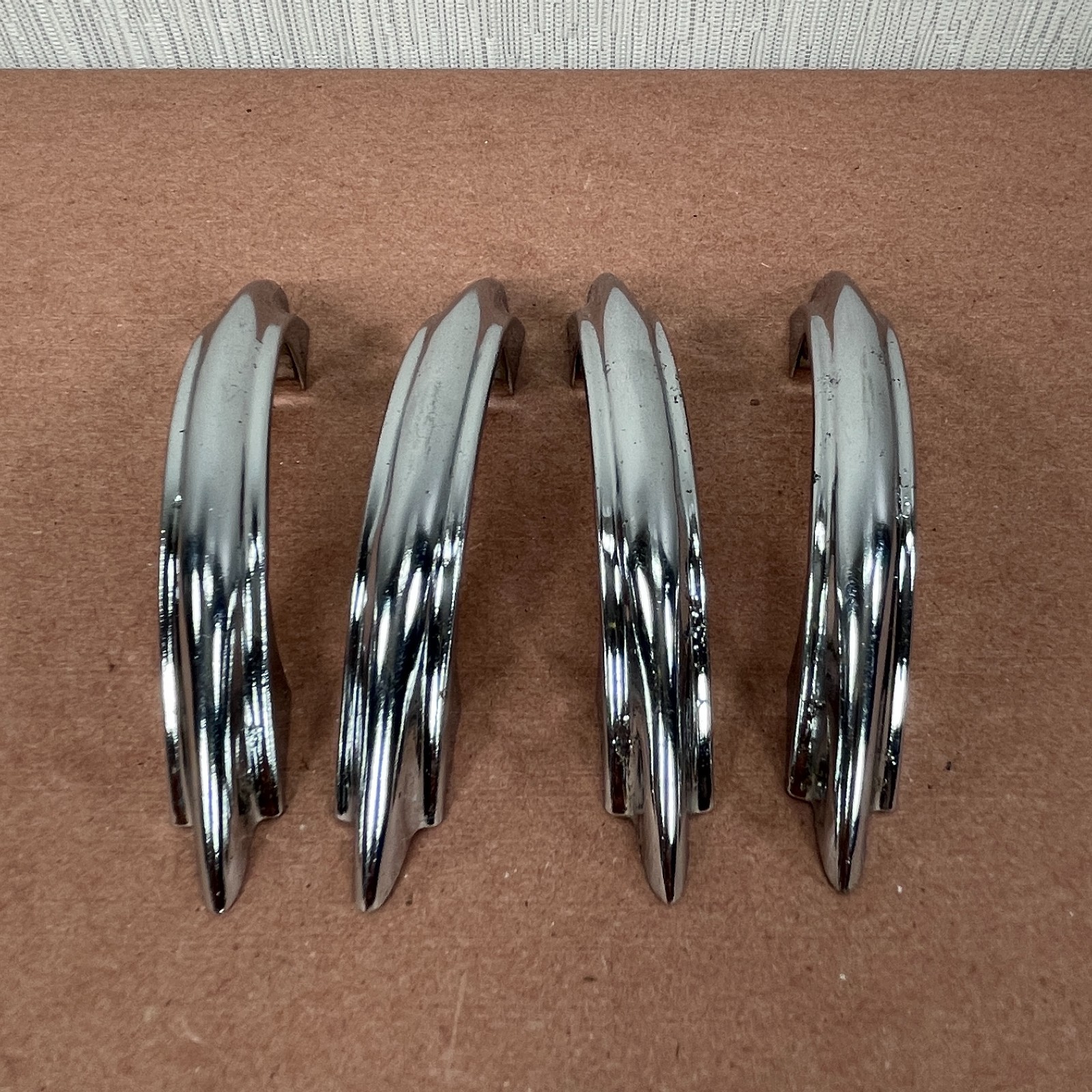 4 Vintage Cabinet Pulls Chrome Plated ( Similar to Youngstown & Amerock E311 )
