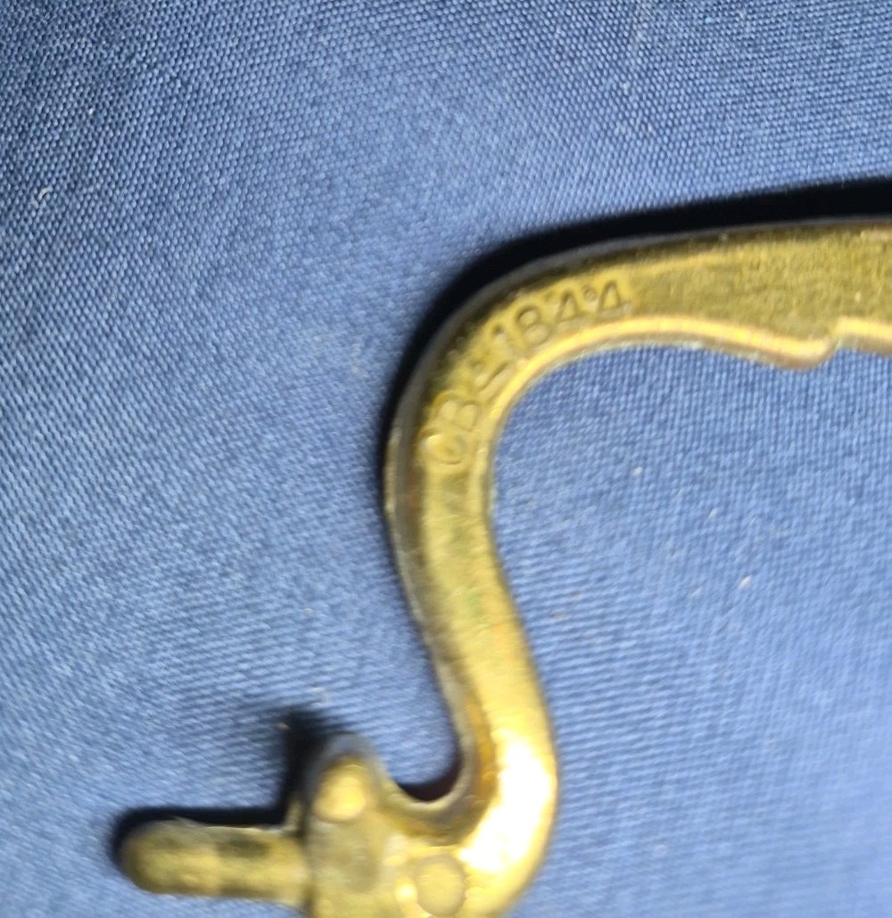 Vtg Bail Drop Pull Handle CB-1844 W/ Mounts And Screws Dark Aged Brass 3-7/8″