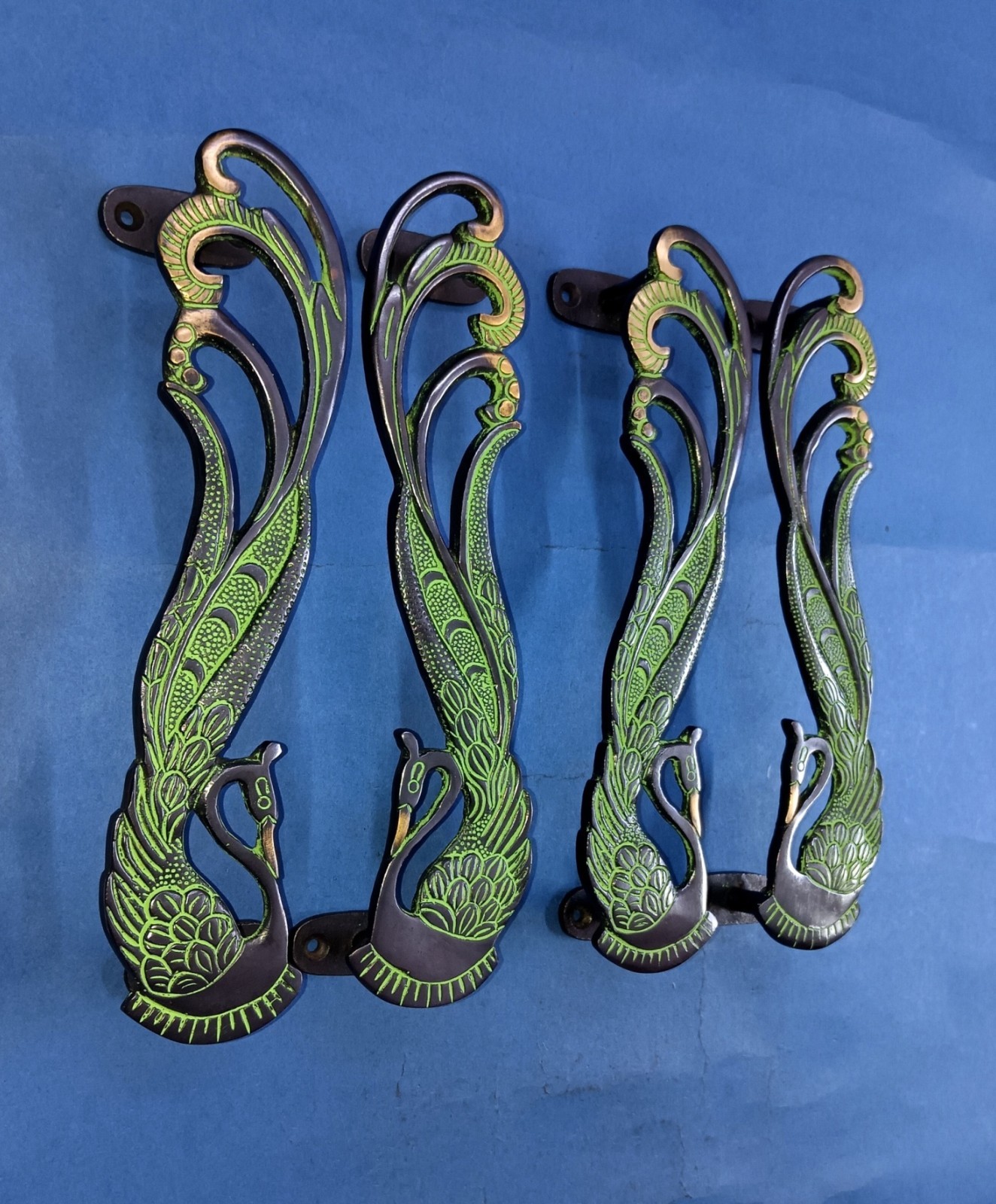11″ Inches Peacock Door Handle Brass Office Door Puller 02 Sets (4 Pieces) GTX