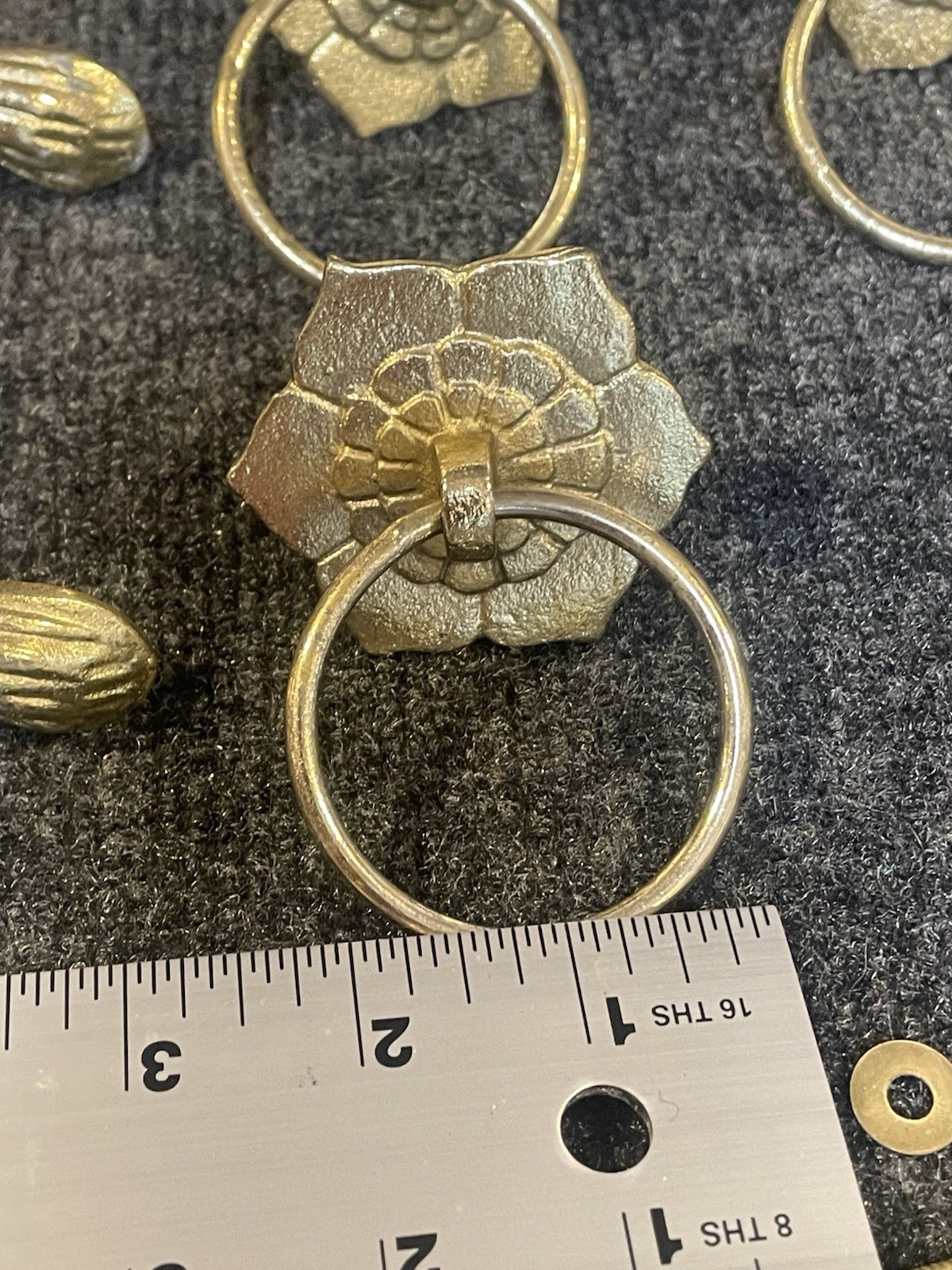 Lot 15 Vintage Brass Drawer Pulls Knobs Whimsical Mushroom Rabbit Flower Crystal
