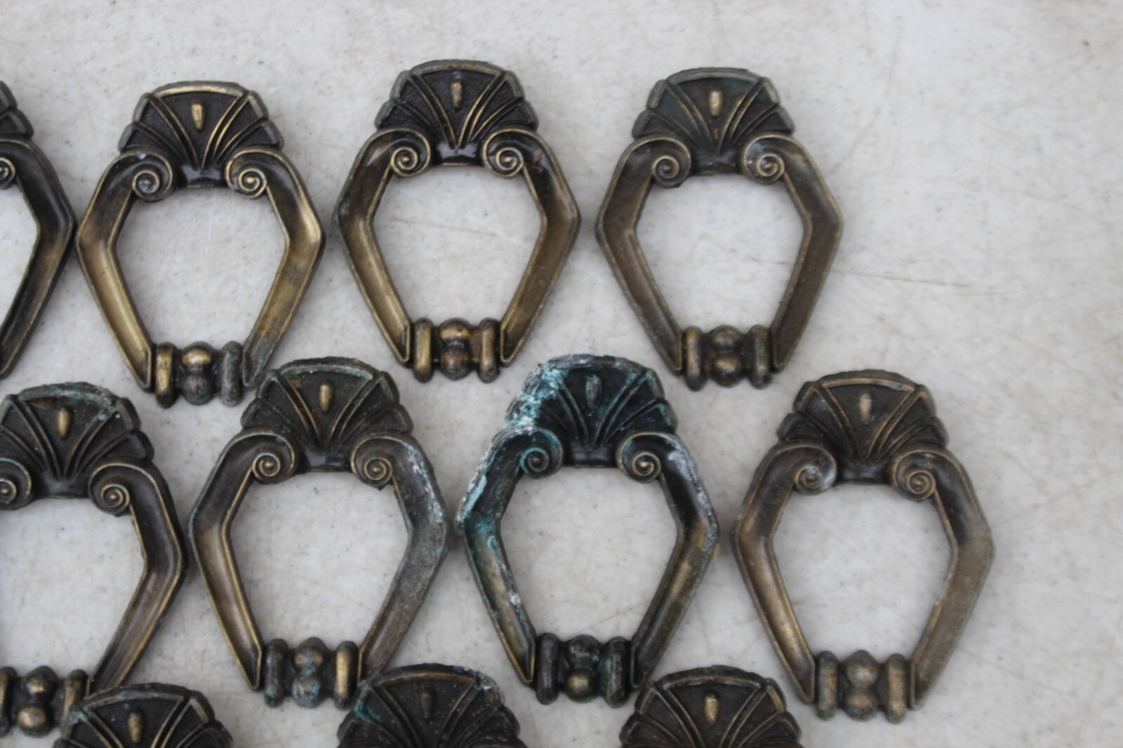 27 LOT VTG Toyo Japan Art Nouveau Art Deco Bronze Cabinet Drawer Pulls Handles