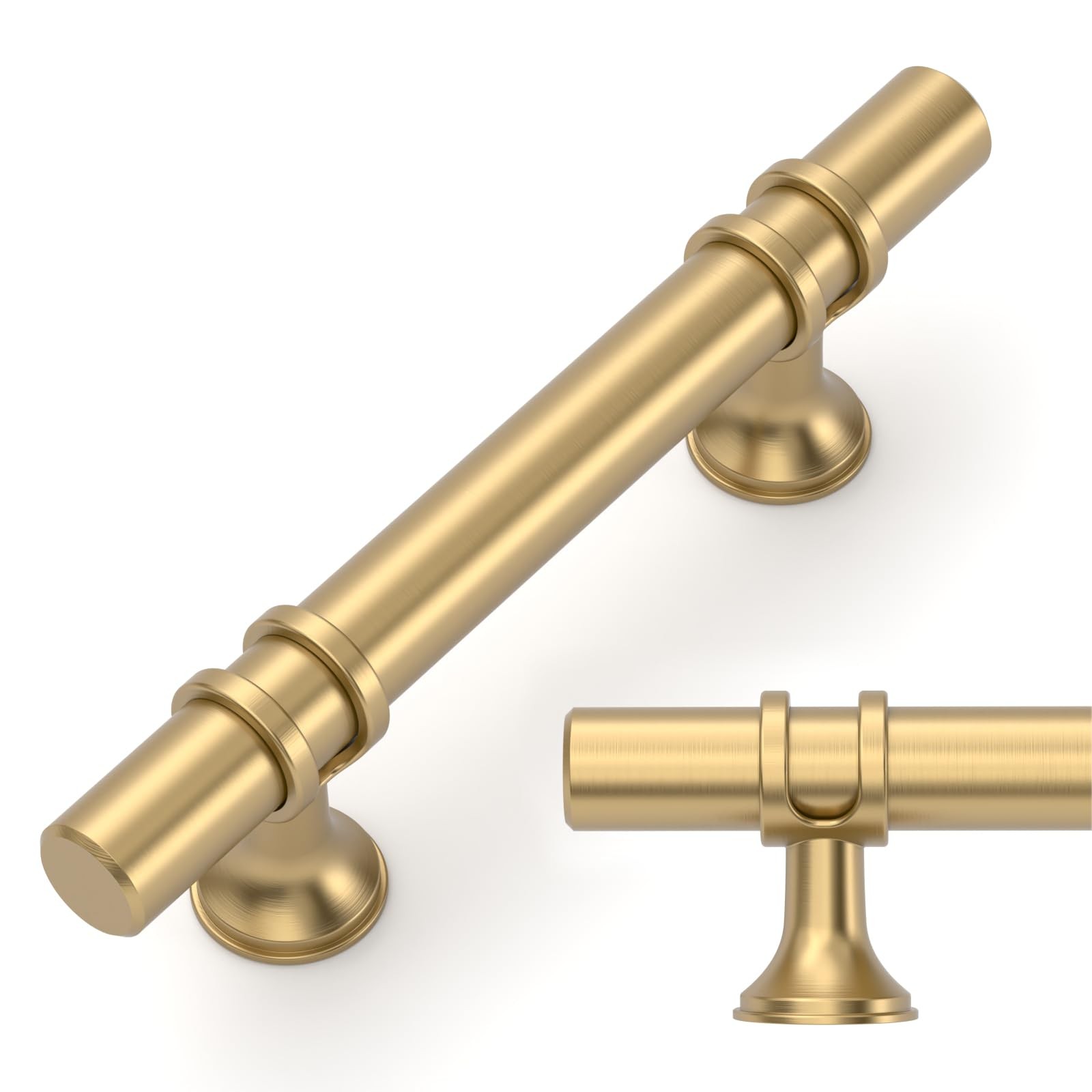 Amerdeco 10 Pack Champagne Bronze Cabinet Pulls 3 Inch76Mm Hole Centers Kitchen