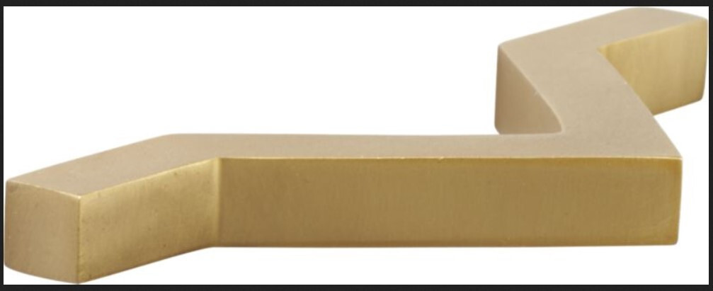 DISCONTINUED: IN STOCK CB2 Chevron Gold Golden Solid Brass Drawer Pull Handle