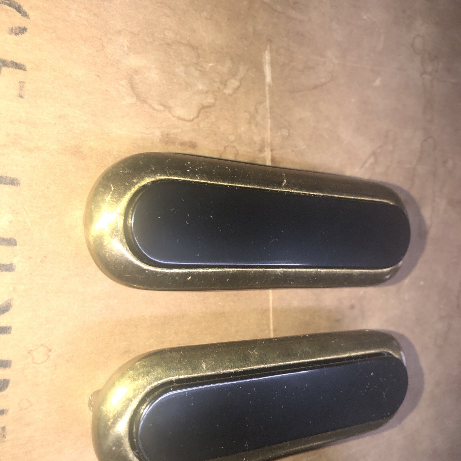 Vintage Art Deco Black Bakelite and Brass Drawer/Cabinet Handles Set Of 4